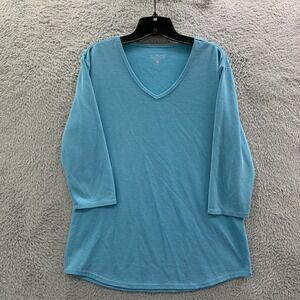 SEGMENTS Blouse Womens Large Top Striped Blue*